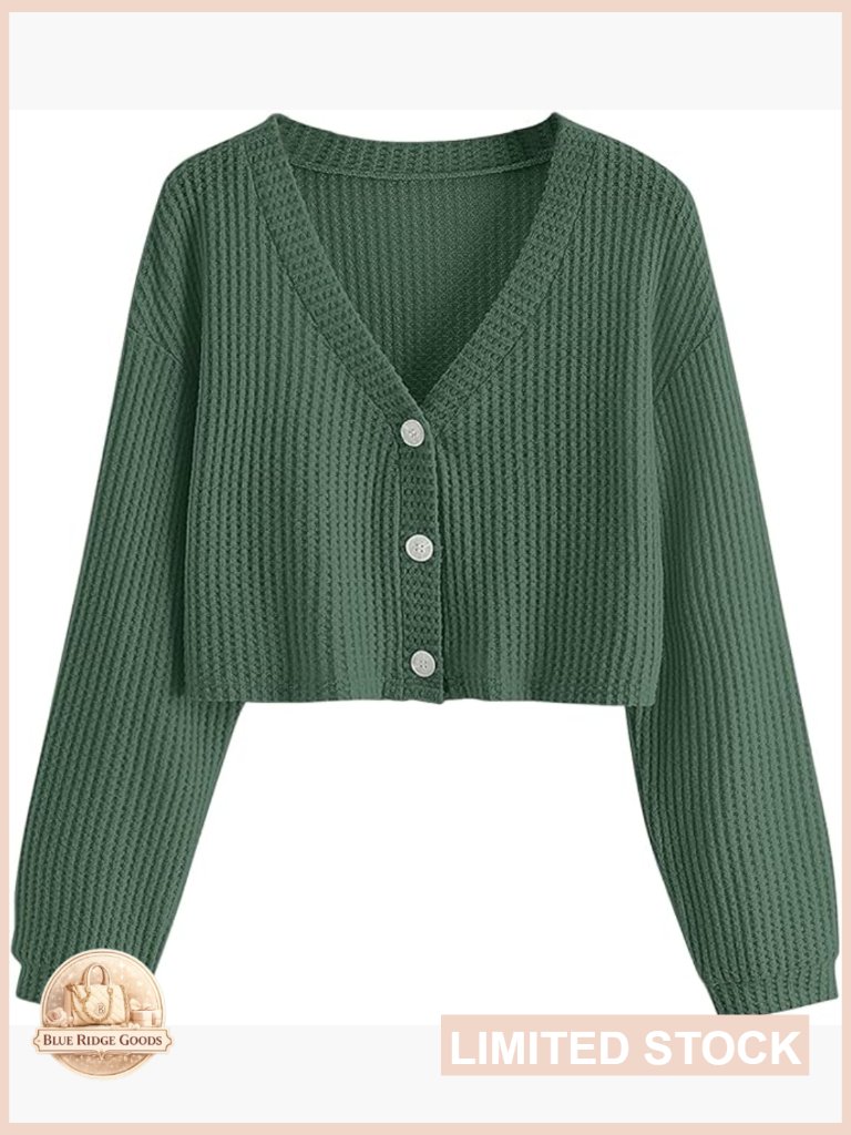 Long Sleeve Button Front V Neck Soft Knit Cardigan Sweater Chic Minimal